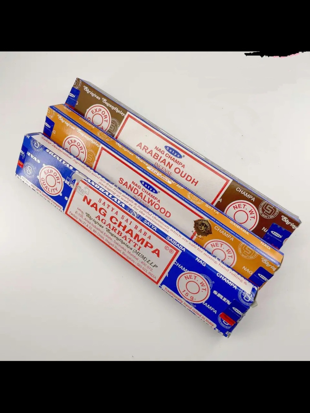 Satya Sai Baba Nag Champa & Sandalwood Incense Sticks - Blue/Gold/White